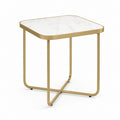 Beistelltisch Gold Weiß Marmoroptik Stahl MDF abgerundet quadratisch 45 x 45 x 55 cm