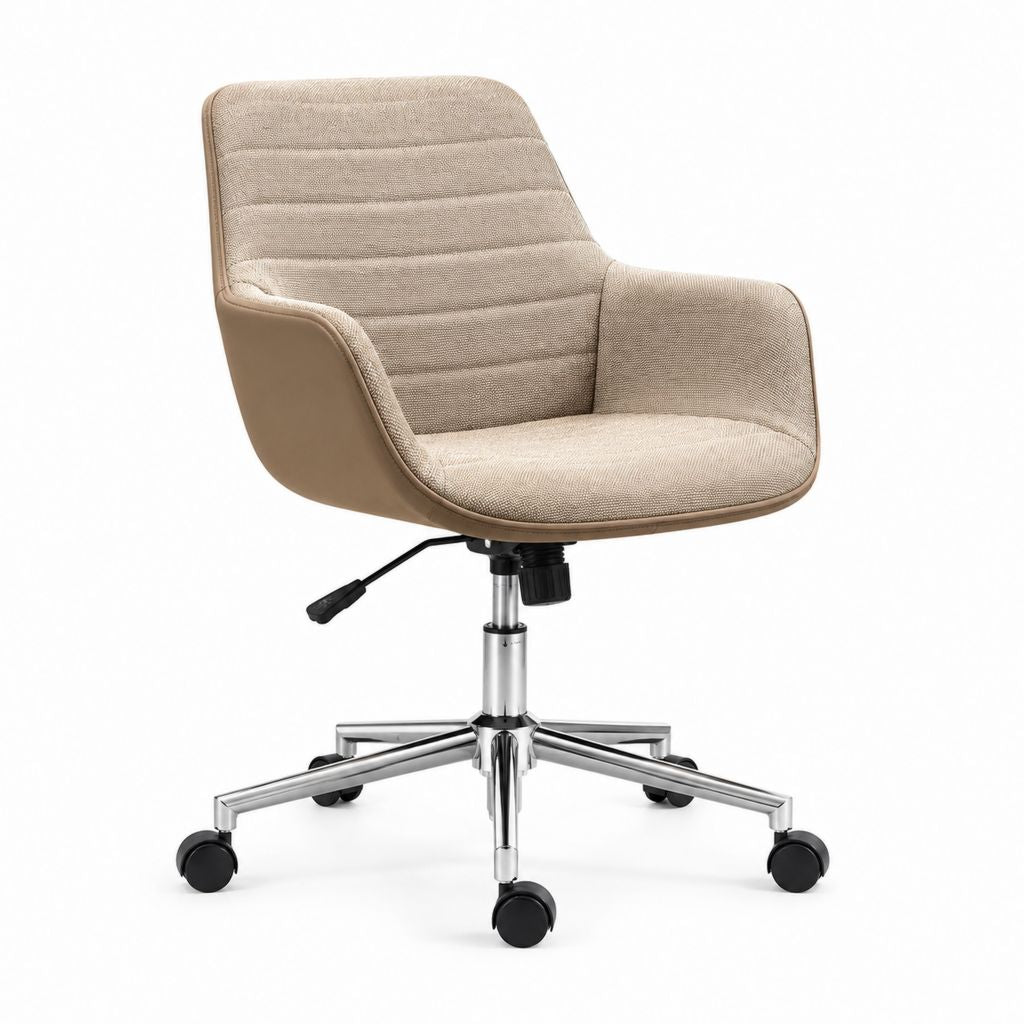 Bürostuhl Drehstuhl Beige Polyester PP abgerundet 62 x 62 x 88-98 cm