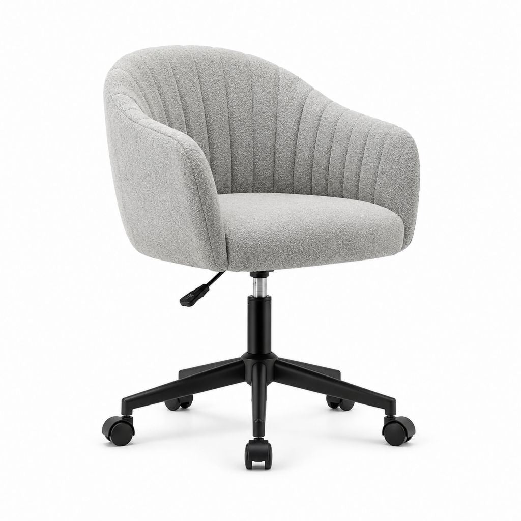 Drehbarer Bürostuhl Hellgrau mit Polyesterbezug und Rollen 60 x 60 x 80-90 cm