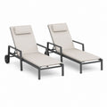 2er Set Gartenliegen mit Rollen Beige Aluminium 200 x 65 x 95 cm