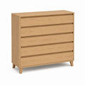 Hochkommode aus massiver Eiche Natur 90 x 45 x 110 cm mit 5 Schubladen
