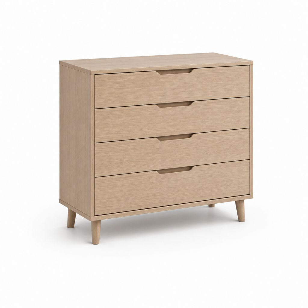Kommode mit 4 Schubladen Eiche hell Holzwerkstoff rechteckig 80 x 40 x 90 cm