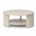 Runder Couchtisch Beige aus MDF mit Ablage Ø 80 x 45 cm
