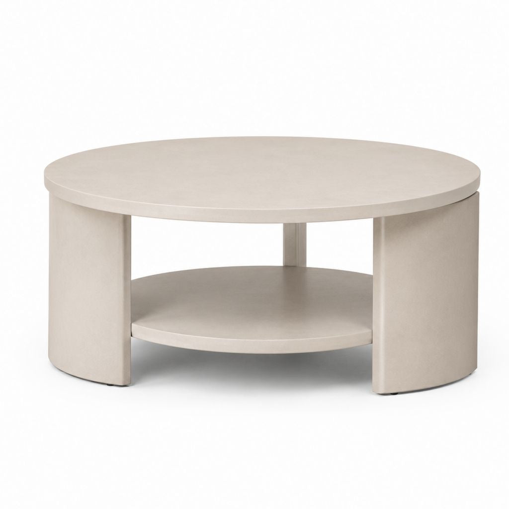 Runder Couchtisch Beige aus MDF mit Ablage Ø 80 x 45 cm