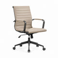 Bürodrehstuhl Beige mit PU-Kunstleder und hoher Rückenlehne 64 x 64 x 112–122 cm