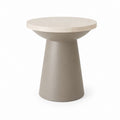 Runder Beistelltisch Beige Travertin Faserbeton Ø 50 cm Höhe 50 cm