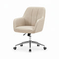 Bürostuhl Creme PU-Kunstleder mit Armlehnen höhenverstellbar drehbar 62 x 62 x 84-94 cm