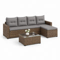 Gartenlounge Set Polyrattan Braun Grau L-Form mit Couchtisch 200 x 140 x 63 cm