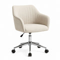 Bürostuhl Drehstuhl Beige Polyester Stahl 65 x 65 x 82-92 cm