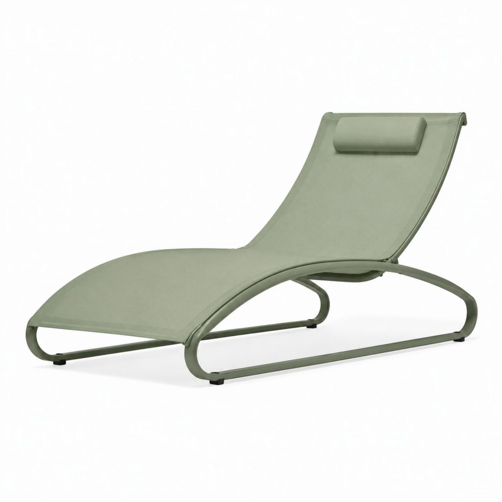 Gartenliege mit Kopfkissen Olivgrün Stahl Polyester 170 x 65 x 85 cm