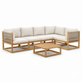 Gartenlounge Set 4-teilig Beige Akazien-Massivholz L-Form 220 x 220 cm mit Couchtisch